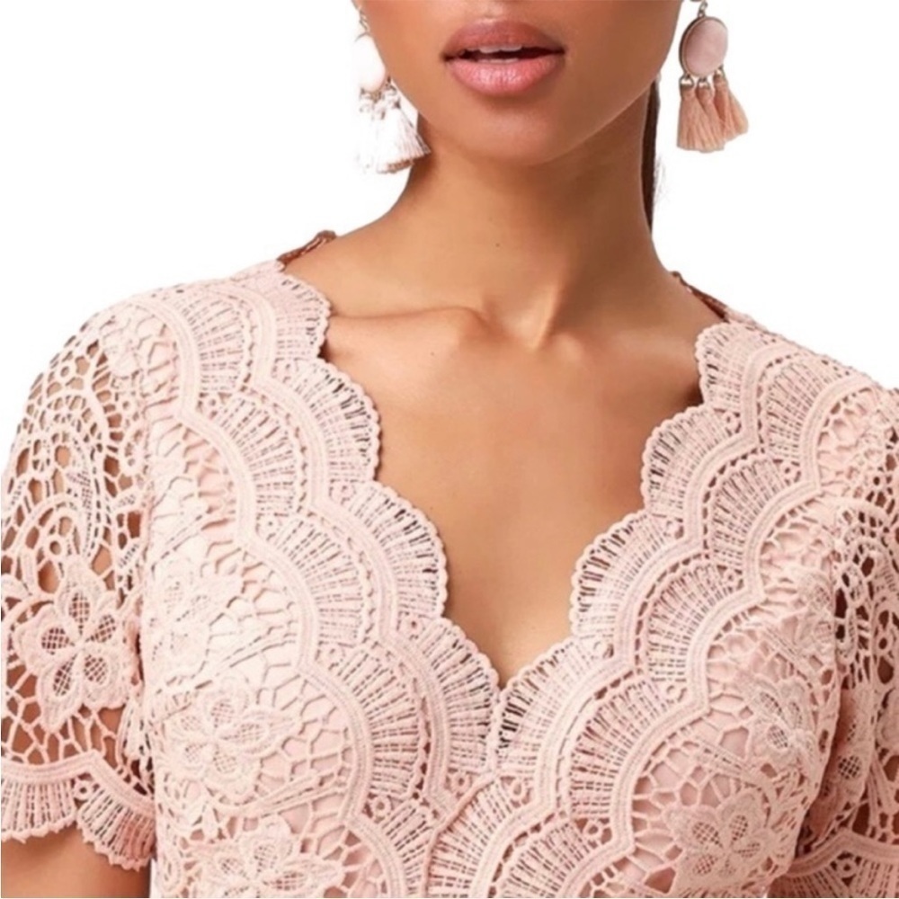 Lulus Blush Lace Skater Dress, M - Picture 3 of 14